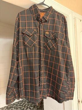 Dex Black Shirt with Orange Windowpane Plaid